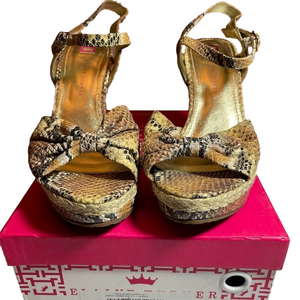 Elaine Turner Shea Golden Python Wedge Sandal - NWT